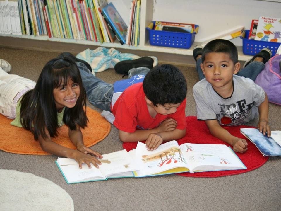 students reading