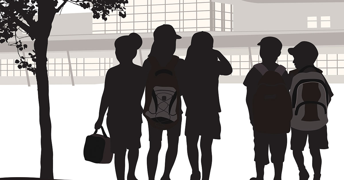 Silhouette of students
