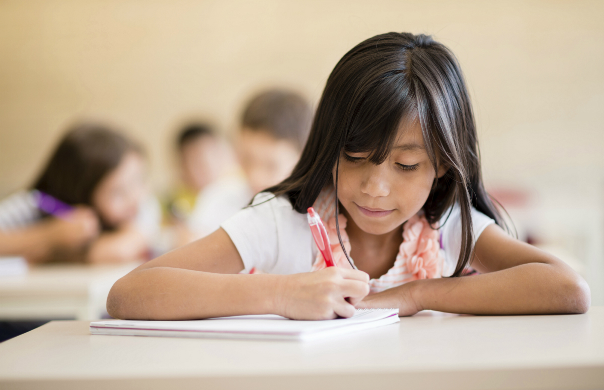 student writing